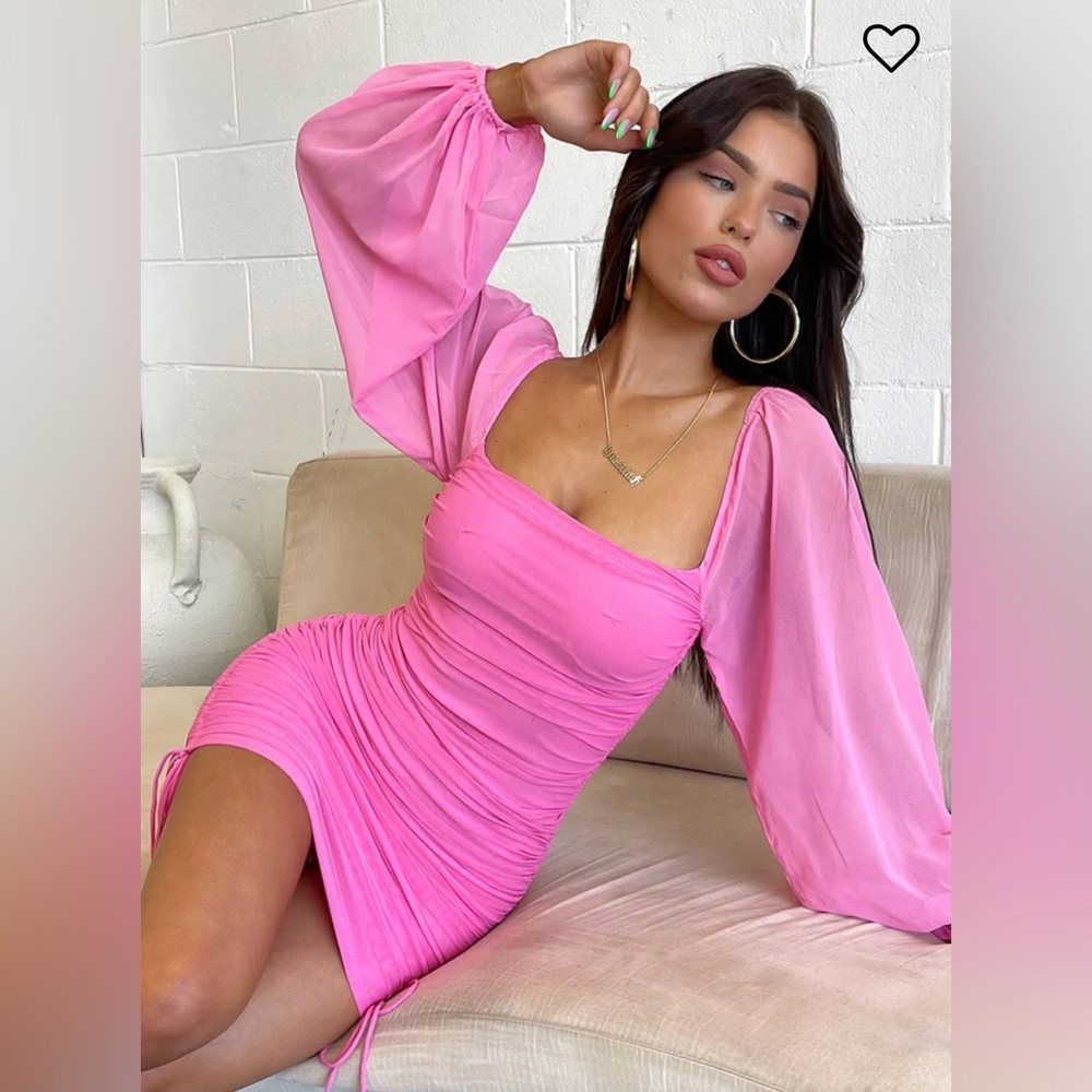Elegant Pink Ruched Dress - Picture 7 of 7